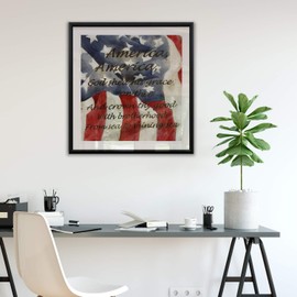 America Flag Pledge of Allegiance Art Framed Patriotic Wall Decor Inspirational Artwork Giclee Canvas Prints