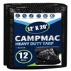 CAMPMAC Black Tarps Heavy Duty Waterproof 12x20, 12 Mil Thick,