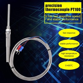 M8 Thermocouple Probe, 0-400℃ M8 Thread Temperature Sensor Pt100 Resistor Thermocouple 3 Wire, Waterproof 5 * 50mm Probe, for Fireplace,Bbq,Industrial (2m)