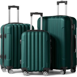 Luggage Set of 3 Hardside Carry on Suitcase Spinner Wheels&TSA lock,Portable ABS