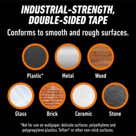 Gorilla Heavy Duty Double Sided Mounting Tape, Black Tape, 1" x 120" (Pack of 1) - Weatherproof for Indoor or Outdoor