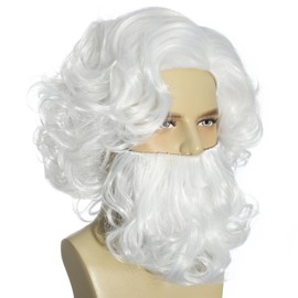 Man Costume Wig Realistic Shaggy Old Man Wig with Detachable Wizard Beard