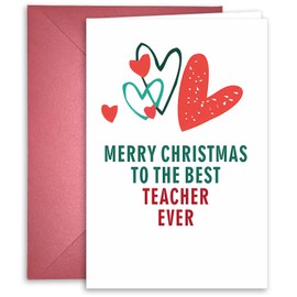 BESAXA Funny Christmas Card for Teacher, Merry Christmas Teacher Card, Teacher Christmas Card for Her, Holiday Gifts for Teachers