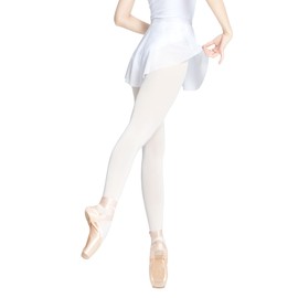 RuiBalletto Girls Women Mesh Dance Skirt with Side Split, Stretchy Pull On Ballet Skirts for Ballerina White