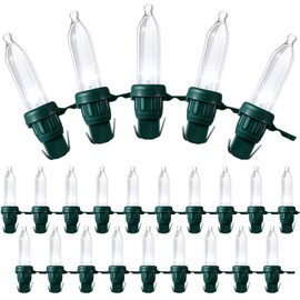Remagr 120 Pcs Christmas LED Replacement Bulb Mini Wide Angle LED Xmas Bulbs Tree Light Outdoor String Light Replacement for Christmas Garden Party Decor(Green Base with Cold White Bulb)