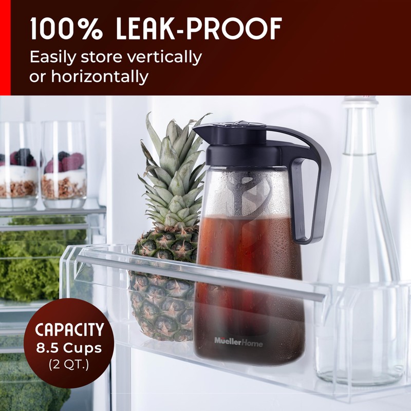 Cold Brew Coffee Maker, 64 oz Tritan Fortified Pitcher, Pour