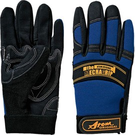 ATOM Synthetic Leather Gloves, Mechanic Gloves, Navy, LL Size 2091