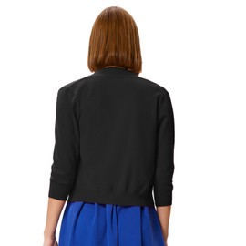 GRACE KARIN Women Cardigan for Summer 3/4 Sleeve Lightweight Knit Sweater Elastic Open Front Shrug Bolero Black L