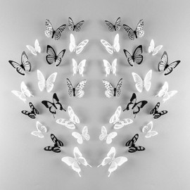 WandSticker4U Wall Tattoo Dandelion, Wall Stickers Dandelion, Flower 3D Butterfly, Plants, Living Room, Children’s Coat Rack, Kitchen, Wardrobe, Hall, Window, Decoration, Black