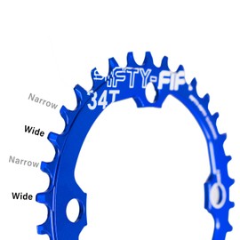 FIFTY-FIFTY Round 104BCD Mountain Bike Chainring, 30T 32T 34T 36T Narrow Wide, Single Chainring for 9/10/11-Speed with 4 Alloy Bolts for MTB (30T, Round Blue)