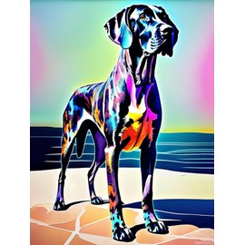 Dog DIY 5D Diamond Painting Kit, Crystal Rhinestone Colorful Animals Diamond Painting Happy Great Dane Gemstone Wall Art Home Decoration, Gifts for Craft Lovers 12x16 inch