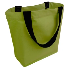 Cottonbagjoe Stylish spacious carry bag with inner pocket and zip, cotton bag, fabric bag, shopper handbag with large base, Oeko-Tex 100 standard certified, olive