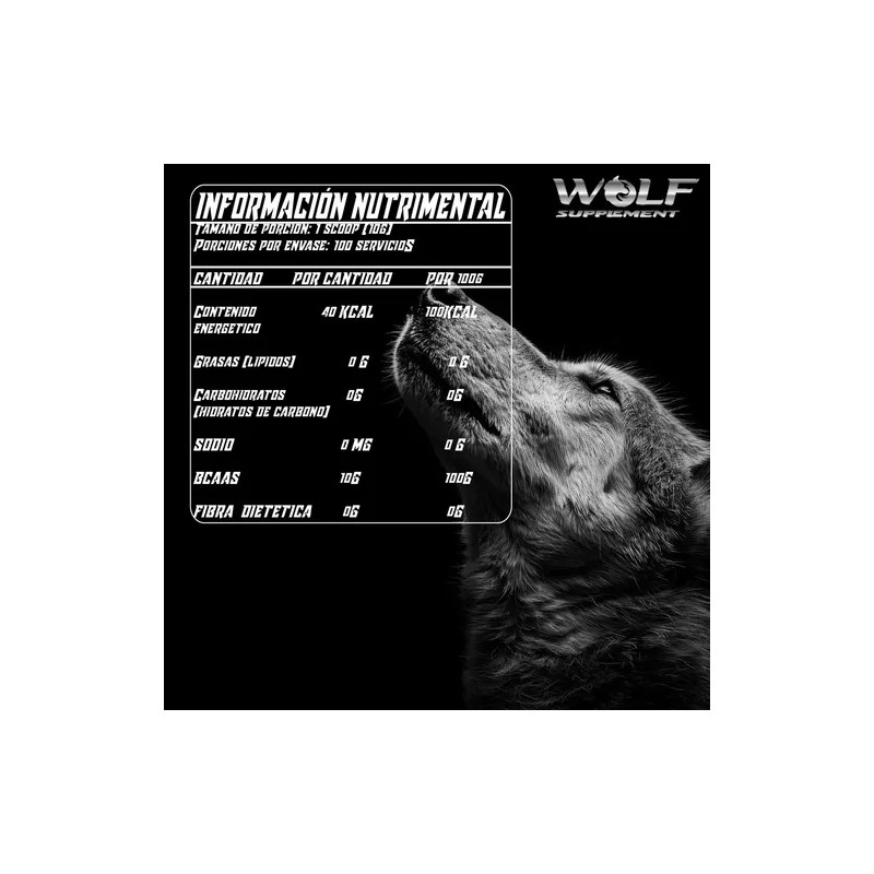Aminoácidos Bcaas Wolf 1kg Polvo Pre Entreno 100 Serv