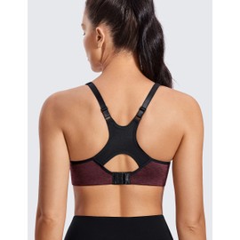 SYROKAN Women's Full Support High Impact Racerback Lightly Lined Underwire Sports Bra Dark red Flower ash 40DD