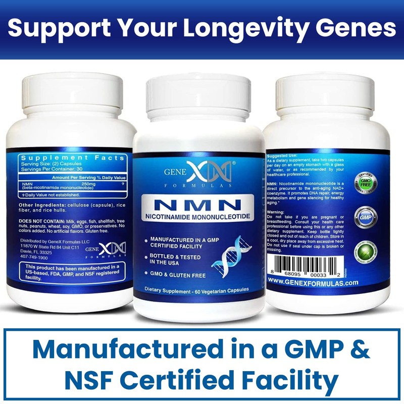 Genex Formulas NMN 250mg - Stabilized Form (60 Capsules), 99%
