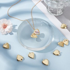 UNICRAFTALE 10Pcs Real 18K Gold Plated Heart Charms Locket Pendants Metal Photo Frame Charms Love Dangle Charms Love Memorial Charms Memory Necklace DIY Finding for Jewelry Making Accessories