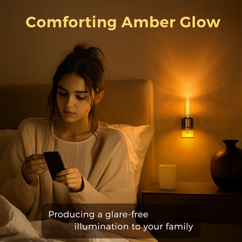 L LOHAS LED Night Light, Amber Candle Night Lights Plug