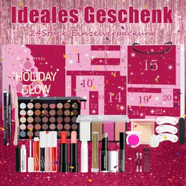 Advent Calendar 2024 Women, 24 Pieces Christmas Makeup Box, Advent Calendar 2024 Beauty, Anticipation of Christmas with 24 Beauty Moments, Make Up Advent Calendar 2024, Gift Set with Full Makeup