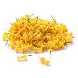 Tupalizy 200PCS Colored Plastic Push Pins Decorative Map Thumb Tacks with Steel for Bulletin Board and DIY Craft Home Office Use (Yellow)