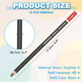 PATIKIL 14B Drawing Pencils for Sketching, 12PCS Sketch Pencils for Drawing Art Pencils Graphite Wood Pre-sharpened for Drawing Sketching Artists, 14B Pencils Black Red Rod