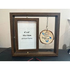 Unbranded Double Sided Memorial Rotating Floating Picture Frame 4"x6" Butterfly Pendant