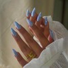 Baby Blue Press On Nails Almond - KQueenest Chrome Press
