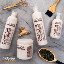 Crema para Peinar Professional Coco Oil Tecnologia para cuidado Cabello con Perdida de Color Quebradizo y con Frizz Libre de Sal Activee              