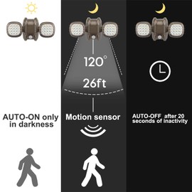 BIGLIGHT Motion Sensor Light Battery Operated, IP65 Waterproof Wireless Indoor Outdoor Security Flood Light Sensor Auto On Off for Porch, Patio, Stairs, Garage, Shed, 6000K White, Brown