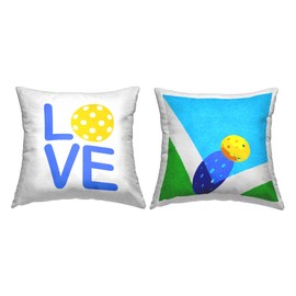 Stupell Industries Love Wiffle Ball Modern Sports Outdoor Printed Pillow, 18 x 18, Blue