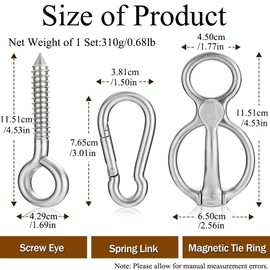 Set of 2 Horse Binding Rings Stainless Steel Horse Training Accessories for Heavy Horses Tie Post Ponytail and Accessories for Tying and Retracting