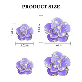 Osilly Bling Car Air Vent Clips, 4PCS/2Set Flower Rhinestone Vehicle Air Outlet Clamp, Sparkly Diamond Automotive Interior Vent Clip Charm Decor Accessories, Universal for SUV Truck RV (Purple)