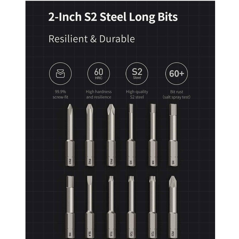 HOTO 3.6V Screwdriver Sets, Electric Screwdriver 12 2-IN S2 Steel