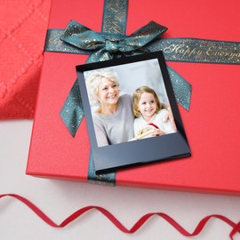 Juego de 6 marcos de fotos de acrílico Polaroid de Navidad de 3.5 x 4.2 pulgadas, marcos de fotos en blanco de doble cara para decoración de árbol de Navidad, adornos de fotos colgantes para árbol