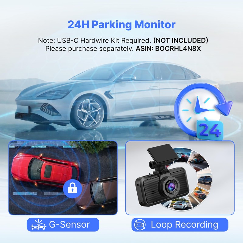 Dash Cam Front with 32G SD Card, Miofive 4K/2160P Car