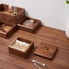 Sizikato Walnut Wood Q-Tip Box with Lid, Bathroom Cotton Swab