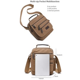 Sunsomen Mens bag Canvas Shoulder Bag Small Messenger Crossbody Work Bag Vintage Multi-function(Army green)