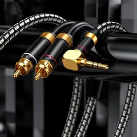 Primeda Audiophile 3.5mm male to 2 RCA male cable (Bend 3.5mm, 2m)