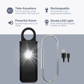 The Original Self Defense Siren Personal Safety Alarm for Women, Men, Kids, Elderly - SOS LED Strobe Light - Air Travel/TSA Friendly - Emergency Safe Key Chain Device, Pocket Size - 1 Unit