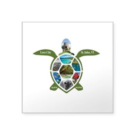 CafePress Love City, ST. John Virgin Islands Turtles Sticker Square Bumper Sticker Car Decal