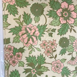 NOS 1980's Vintage Floral Gold Foil Accent pink Green Craft Gift Wrap Paper