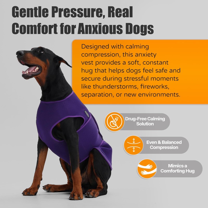 Spajoy Dog Anxiety Vest, Soft Thunder Jacket for Fireworks, Vet