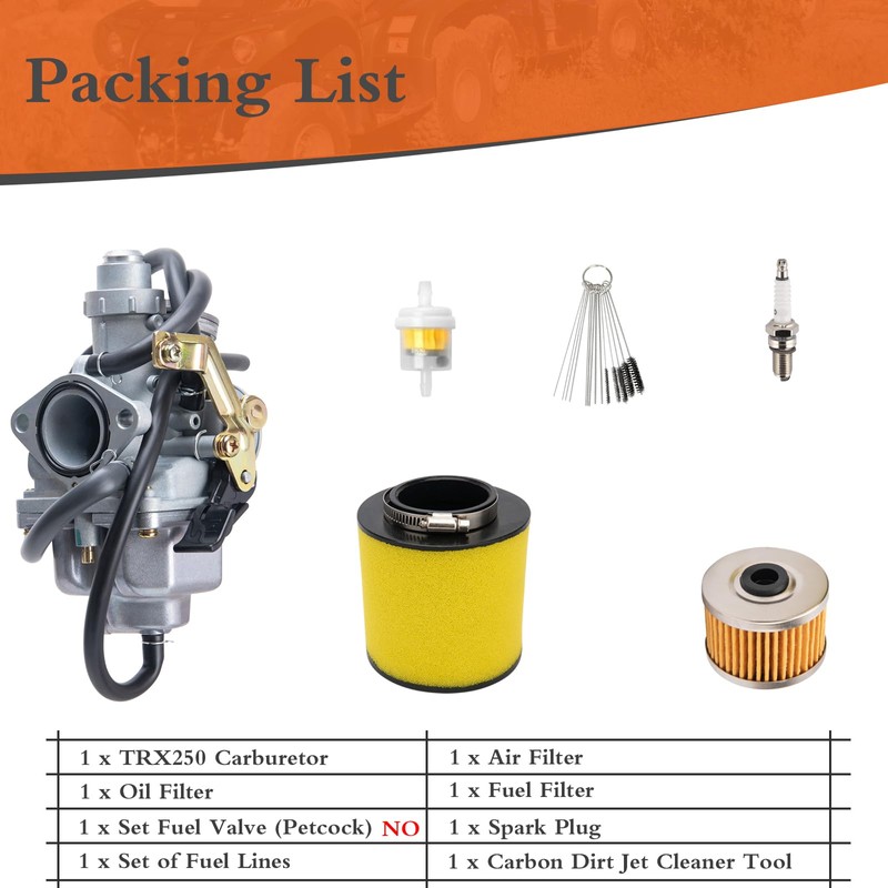 TRX250 Carburetor Replacement Kit Compatible With Honda TRX250 Recon TRX250TE