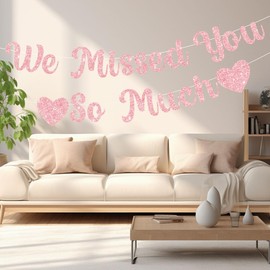 MDLLDM We Missed You Banner We Missed You So Much Banner Rose Gold Welcome Home Decorations Banners Flag Glitter Bunting Backdrop for Welcome Back Welcome Home Baby Shower Party Decorations Rose Gold