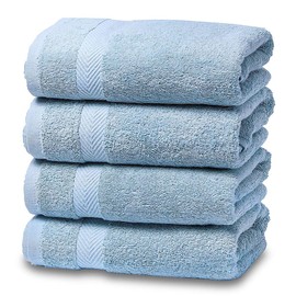 SEMAXE 4 Piece Hand Towel Set , 100% Cotton Towels for Bathroom , Soft and Highly Absorbent Towel , Hotel & Spa Quality , 16”x 27”( Ice Lake Blue )