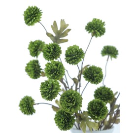 DuHouse 6pcs Artificial Flowers Faux Silk Pompon Mum,Silk Small Mini Chrysanthemum Ball with Stems for DIY Bouquets Centerpieces Vase Home Table Kitchen Decorations(Green)