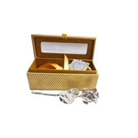 OMG Deals Gold Dipped 24K Natural Rose with Red Gift Box Men & Women - 6 Inch Long Best Gift Option on Valentine Day, Birthday and Thanks Giving Gift (Silver Rose, Golden Box)