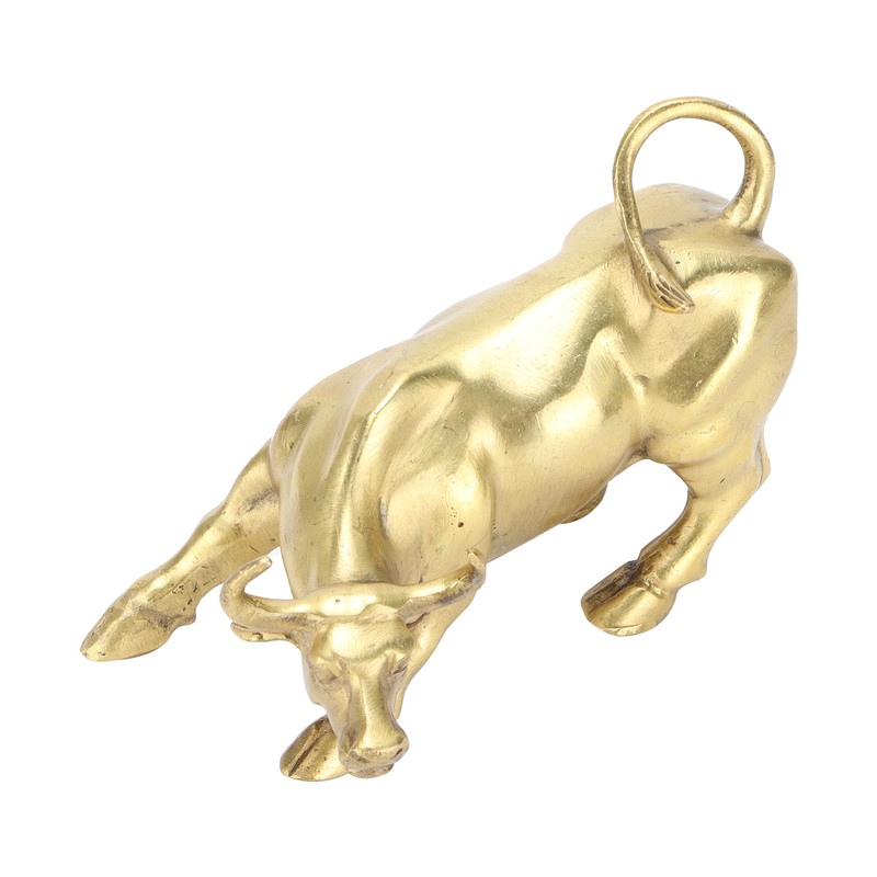 Wall Street Copper Bull Brass Animal Statue Artwork Desktop Decoration