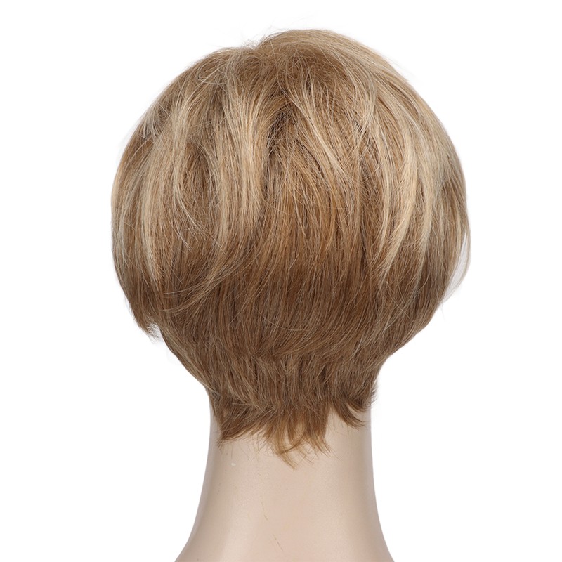 Hair Blonde Human Hair Wigs Pixie Cut Wigs Synthetic Golden