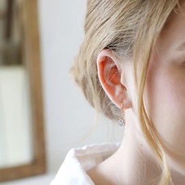 LYTOPTOP Rose Gold Dangle Drop Earrings for Women, 925 Sterling Silver Cubic Zirconia Drop Earrings, Hypoallergenic Earrings Jewellery Gifts for Girls