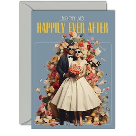 Stylish Wedding Card For Bride and Groom - Modern Cool - Happy Wedding Day Cards Congratulations, Congrats Well Done Just Married Card - 5x7 Inch Marriage Wedding Greeting Cards for Couples